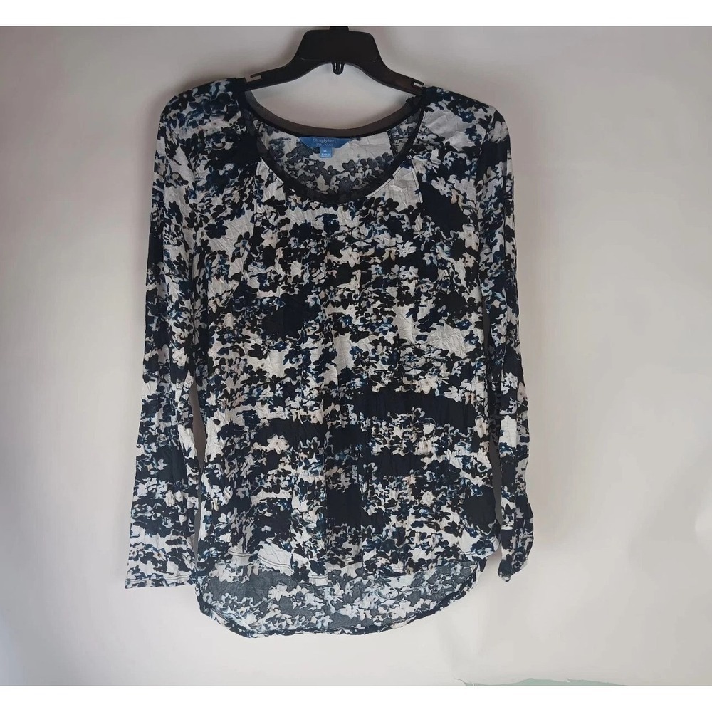 Simply Vera Vera Wang Blouse Women's Multicolor Floral Long Sleeve Size XL